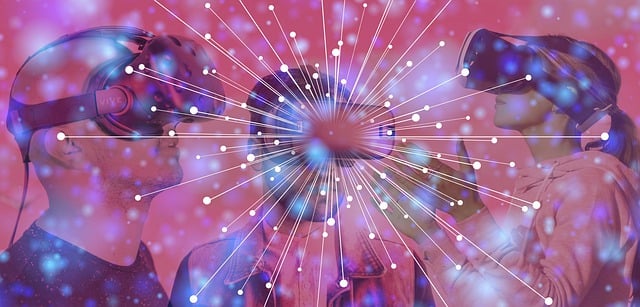 Augmented Reality AR im Sprachunterricht: Schüler mit VR-Brille in immersiver Lernumgebung